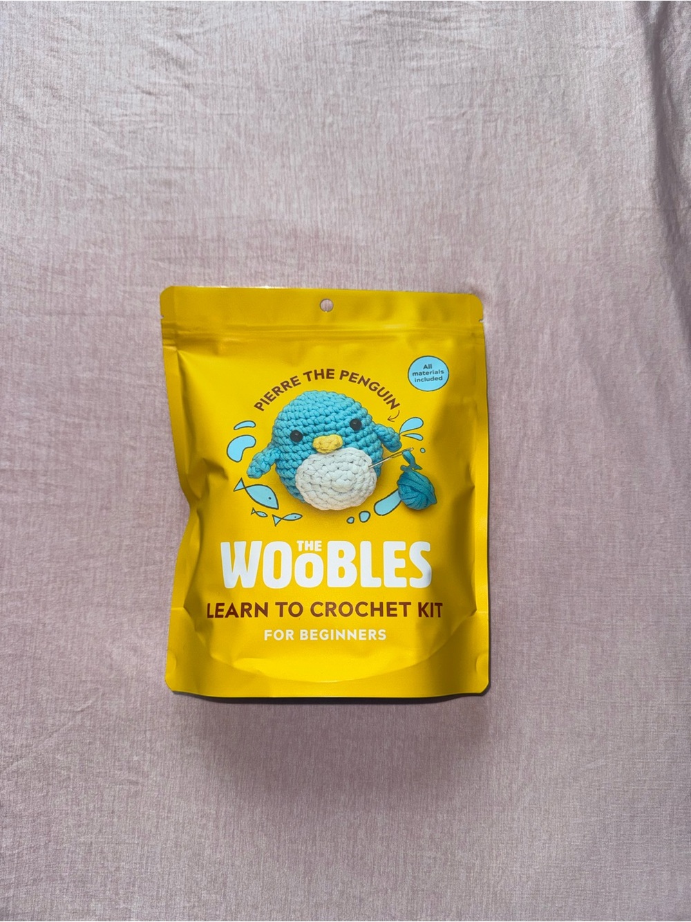 The Woobles - Pierre the Penguin Crochet Kit - Yellow & Blue